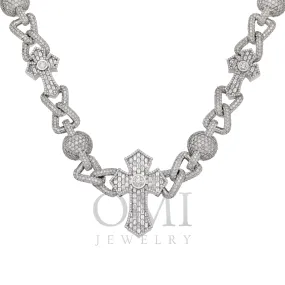 10K GOLD 24MM DIAMOND CROSS INFINITY LINK CHAIN 34.65 CT