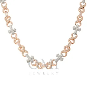 10K GOLD TWO TONE DIAMOND CROSS INFINITY LINK CHAIN 11.71 CT