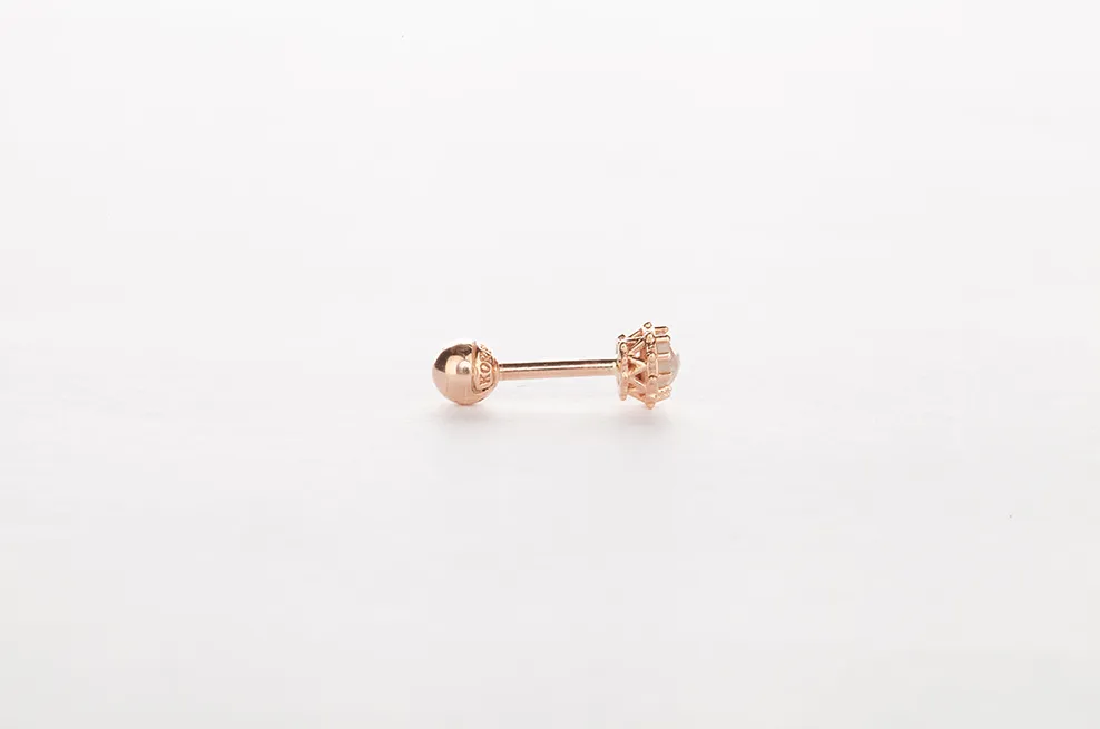 14k 18k Gold 3mm Rough Brown Diamond Helix Tragus Cartilage Ball Back Barbell Piercing Earring