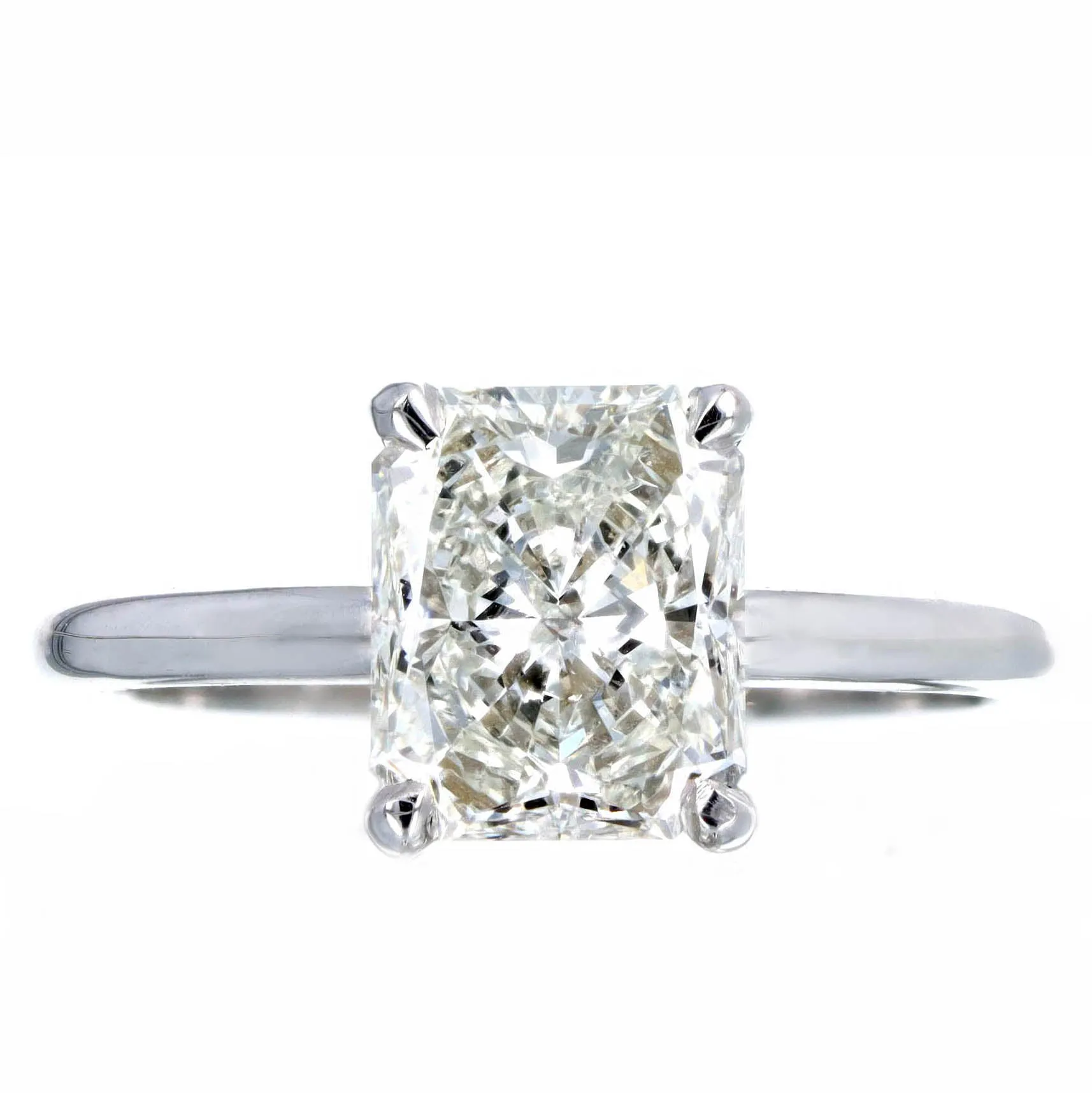 14K White Gold 2.01 Carat Radiant Diamond Solitaire Engagement Ring GIA Certified