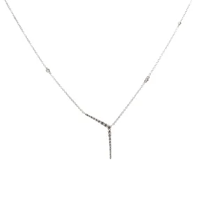 14K White Gold Angled Diamond Bar Pendant