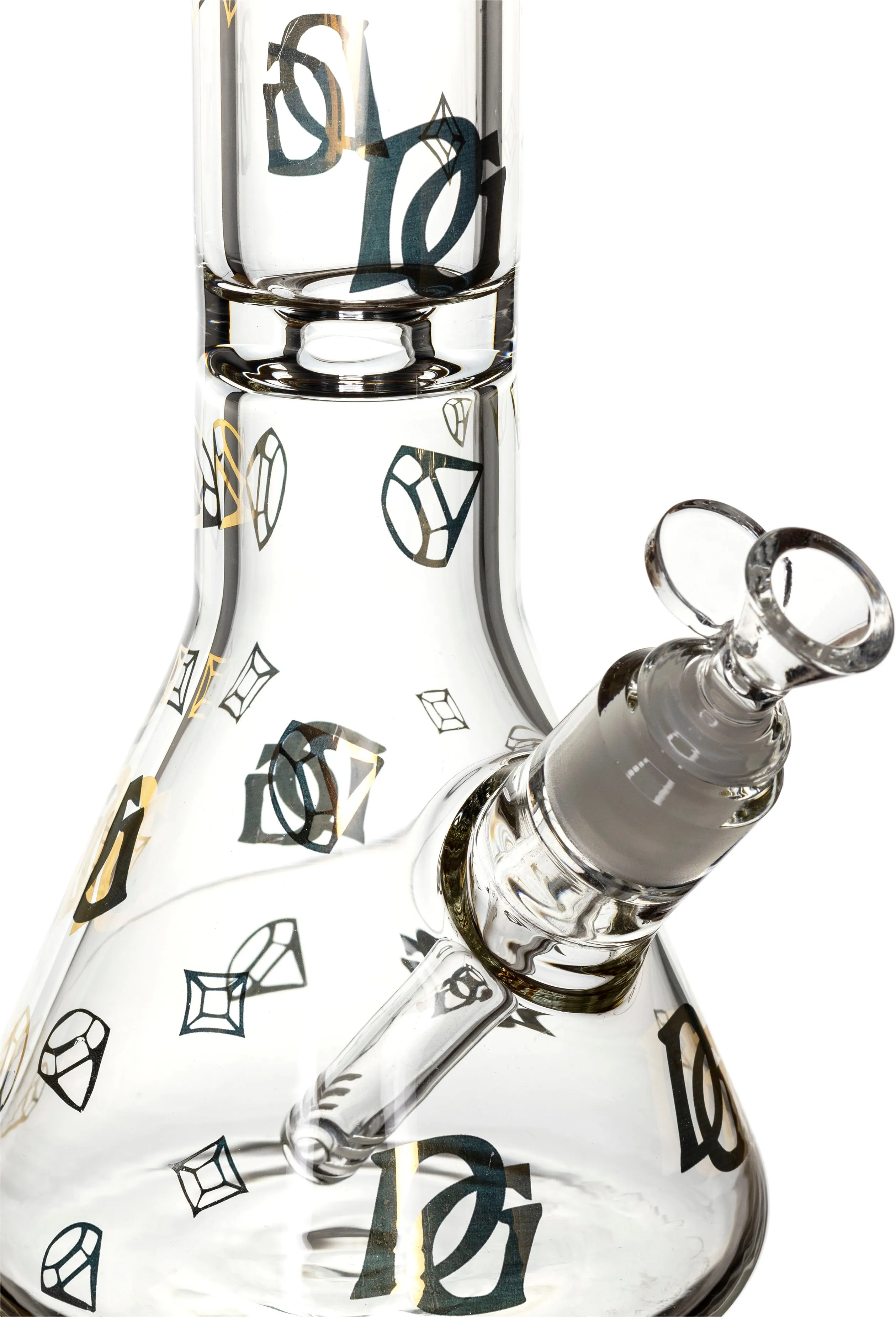 16 Thick 9mm Beaker Bong Gold logo, by Diamond Glass