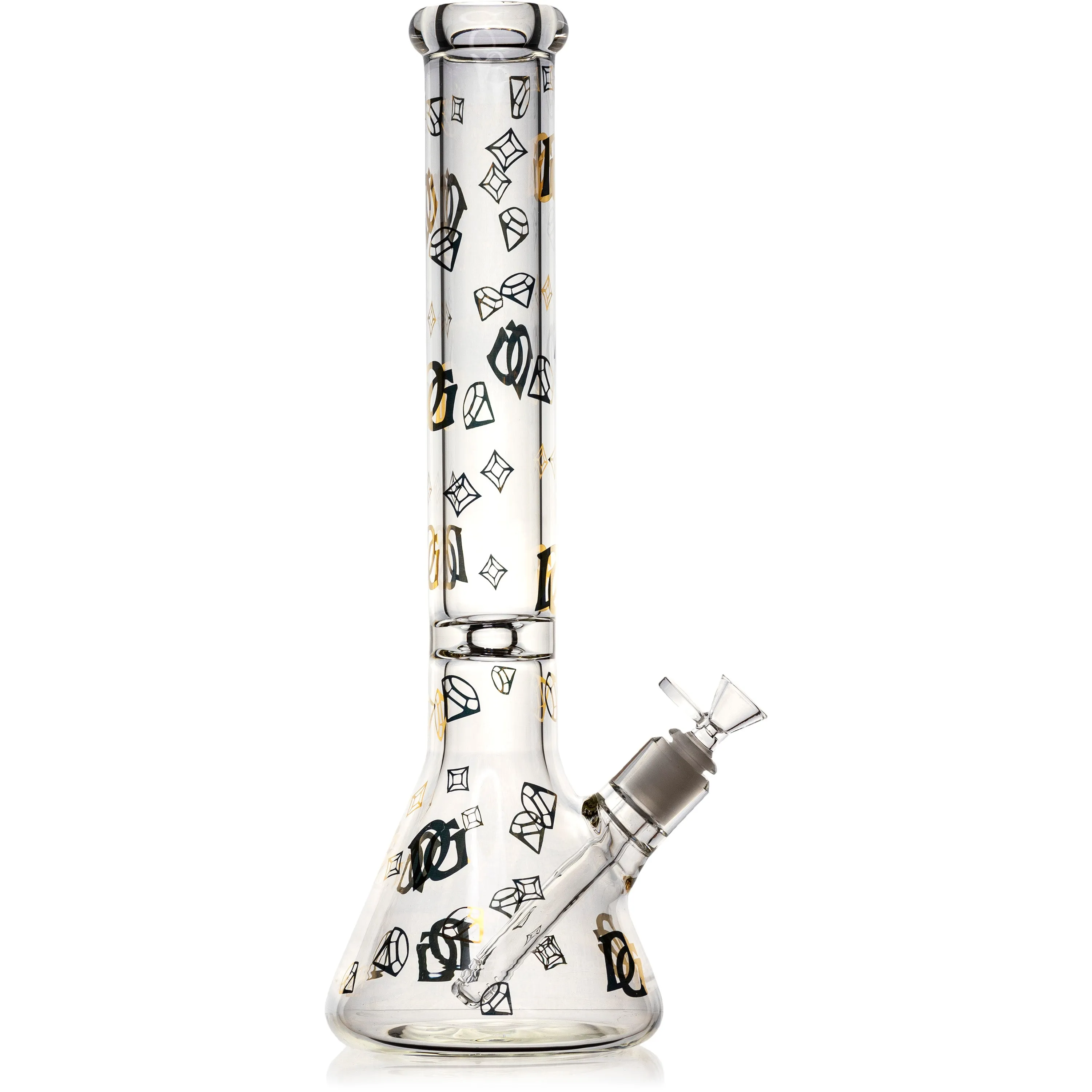 16 Thick 9mm Beaker Bong Gold logo, by Diamond Glass