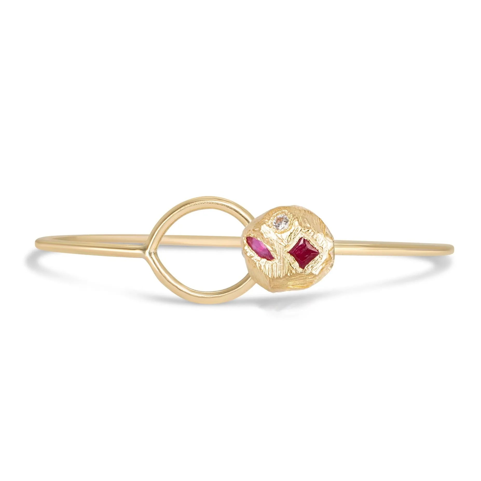 18K Button Cuff in Geo Ruby