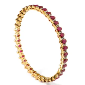 18k Gold Diamond and Ruby Marjan Bangle