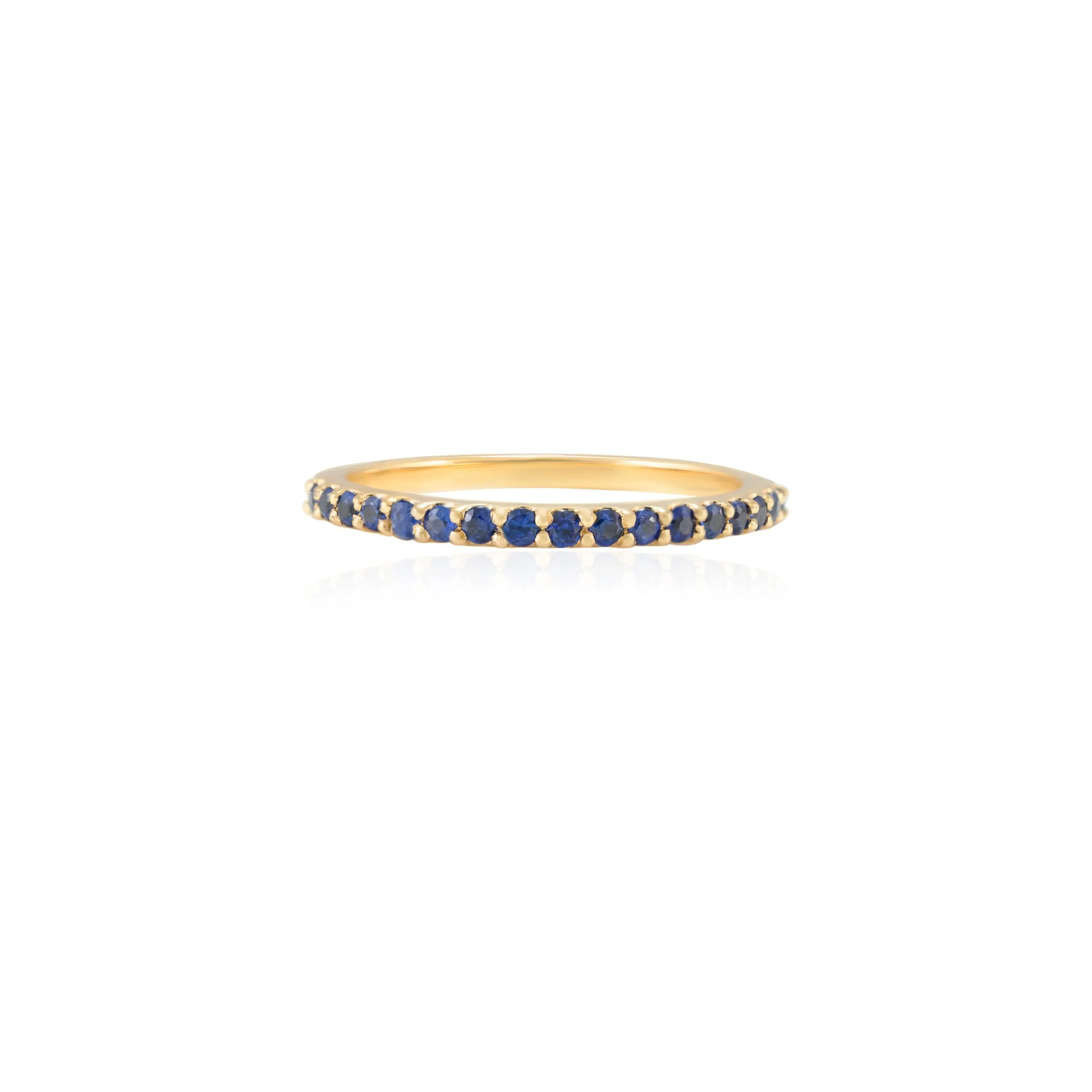 18K Gold Shared Prong Blue Sapphire Band