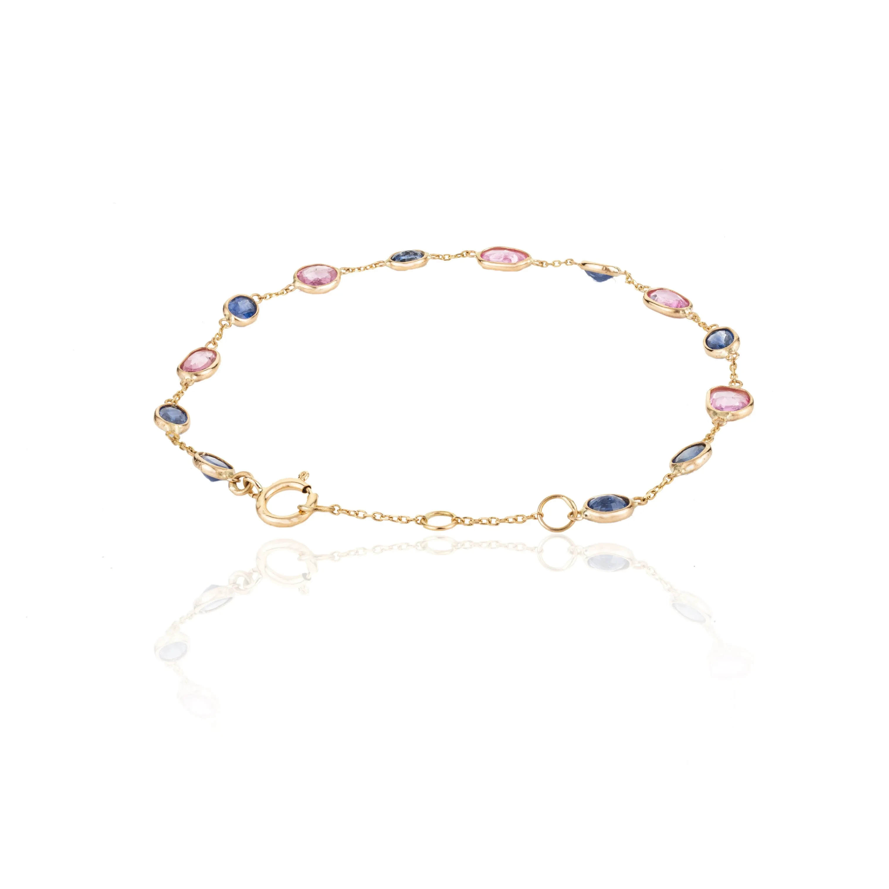 18K Multi Sapphire Chain Bracelet