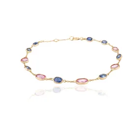 18K Multi Sapphire Chain Bracelet