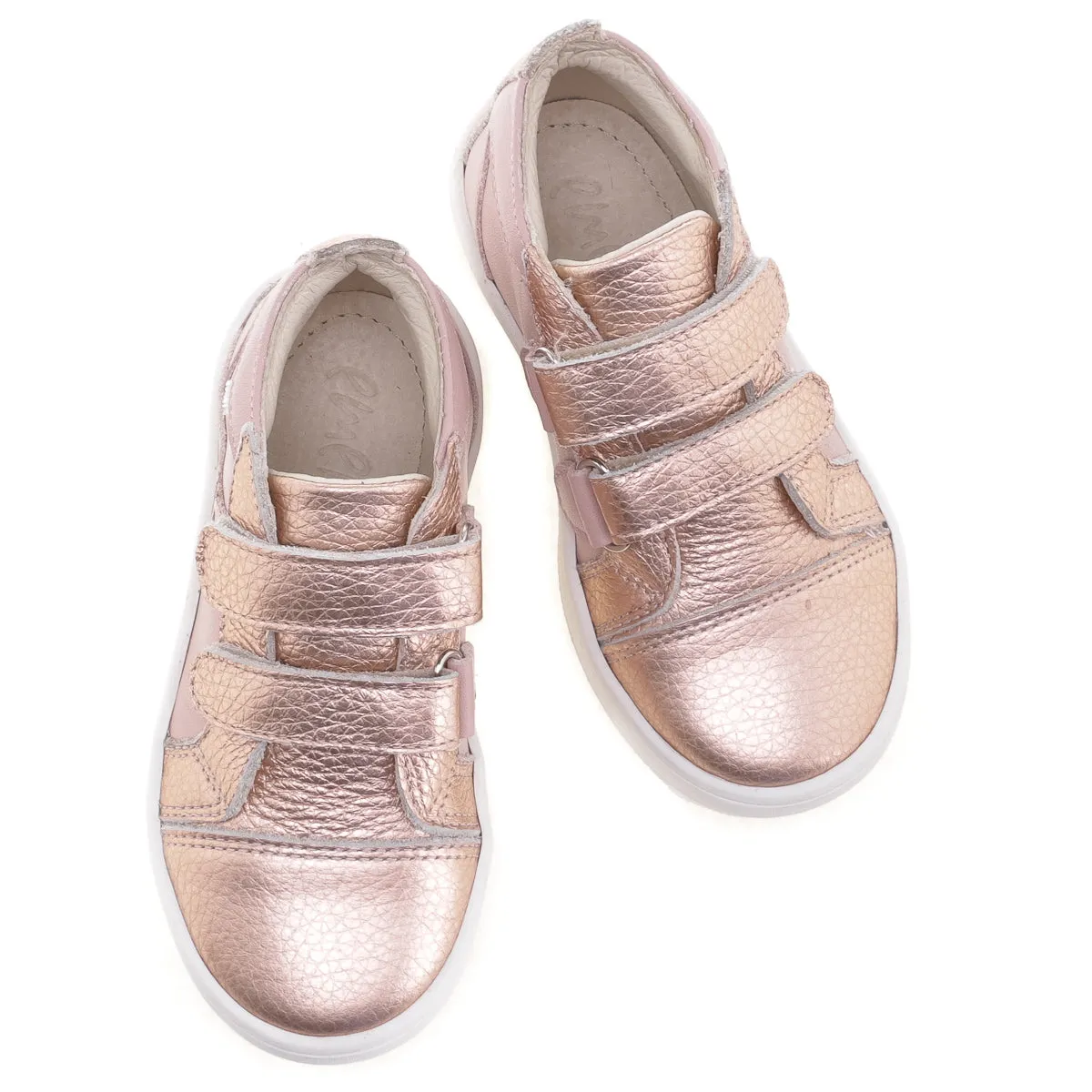 (2634-24) Low Velcro Trainers rose gold