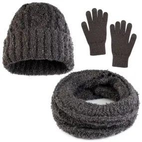 3 Pcs Winter Beanie Hat, Gloves & Scarf Set