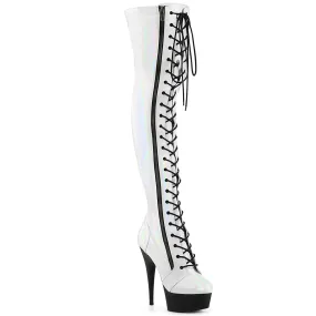 6 Inch Heel DELIGHT-3029 White Stretch Holo