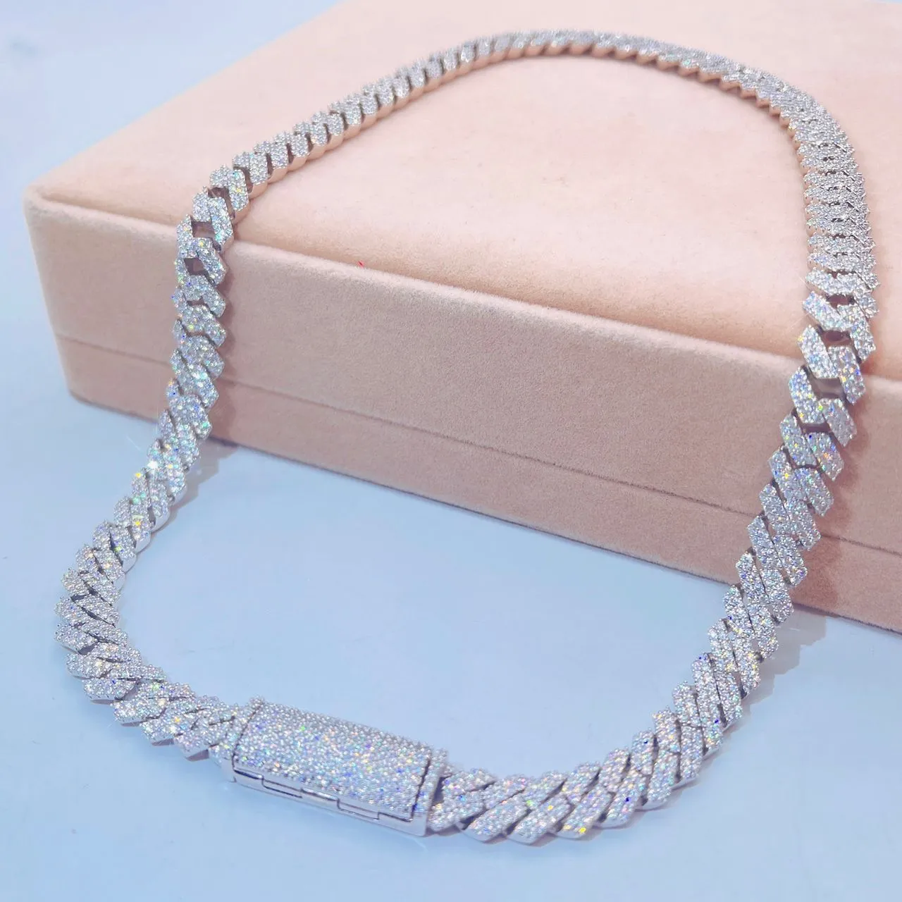 925 STERLING SILVER VVS MOISSANITE MIAMI CUBAN LINK CHAIN 10MM