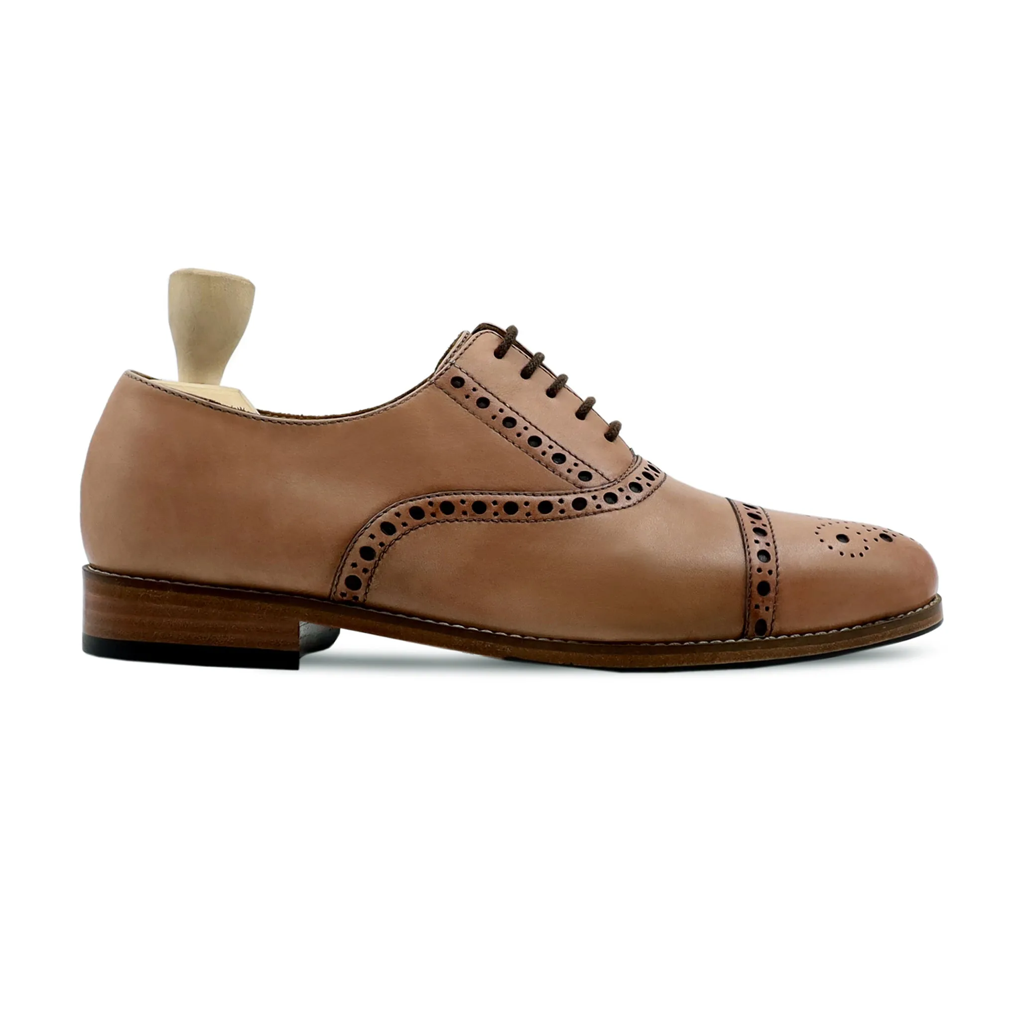 Algave - Men's Beige Calf Leather Oxford Shoe