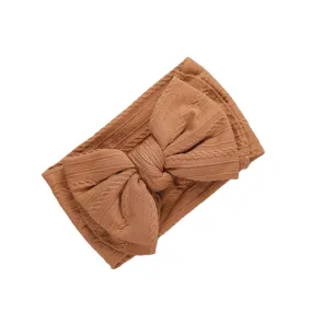 Baby Top Knot Double Bow Headband Rust