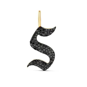 Black Diamond Gothic Initial Charm