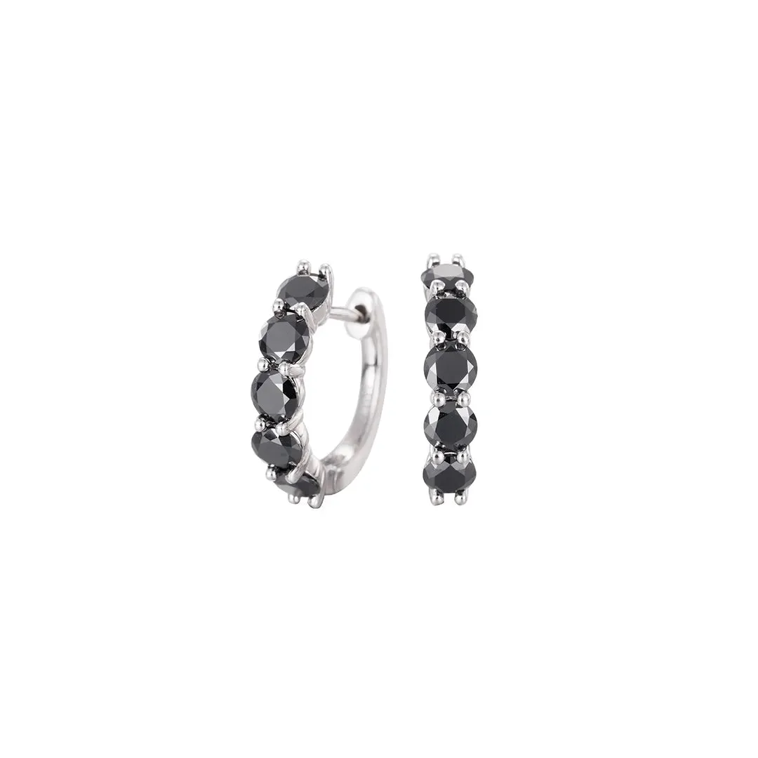 BLACK MOISSANITE SINGLE ROW HOOP EARRINGS