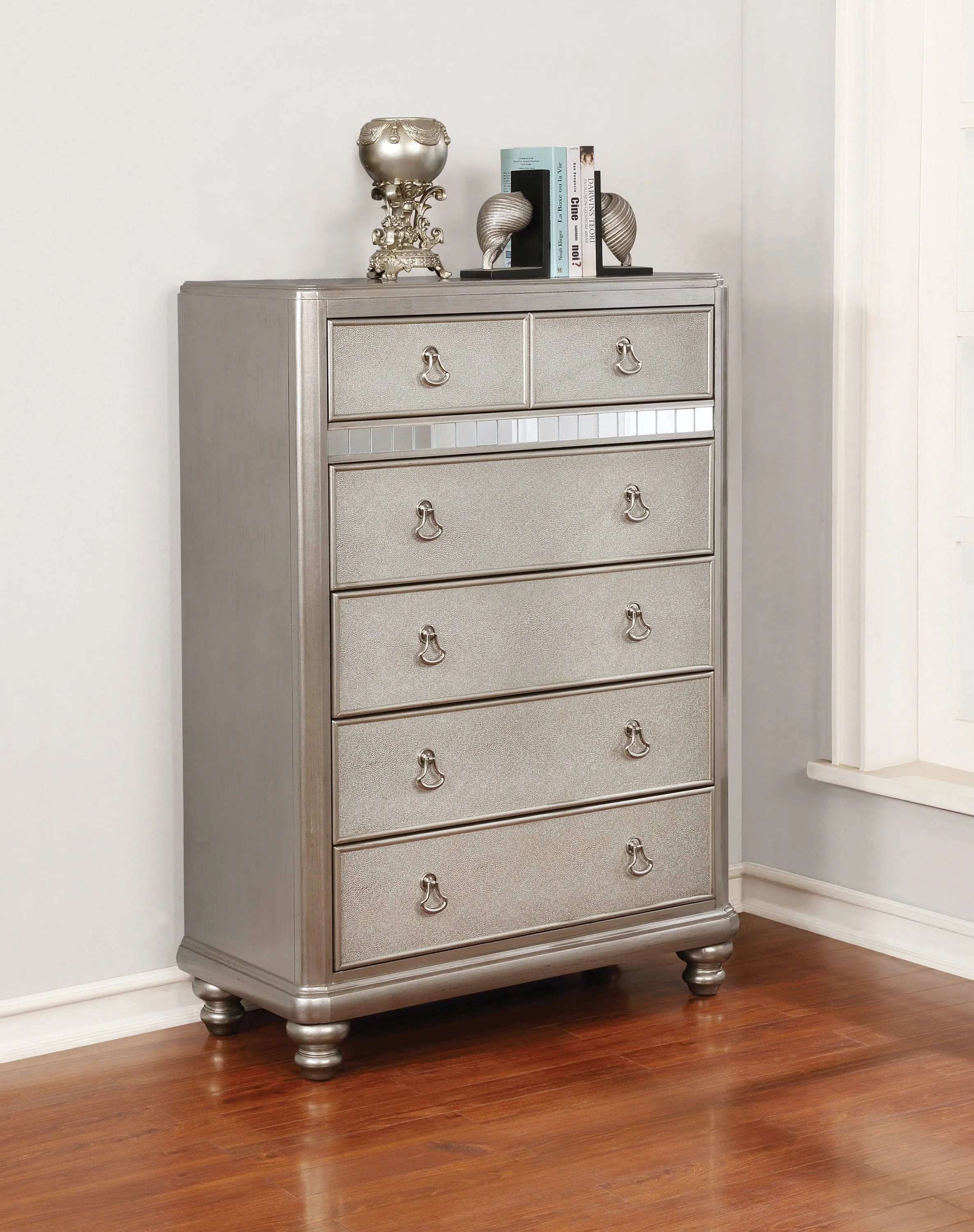 Bling Game 6-Drawer Chest Metallic Platinum - 204185