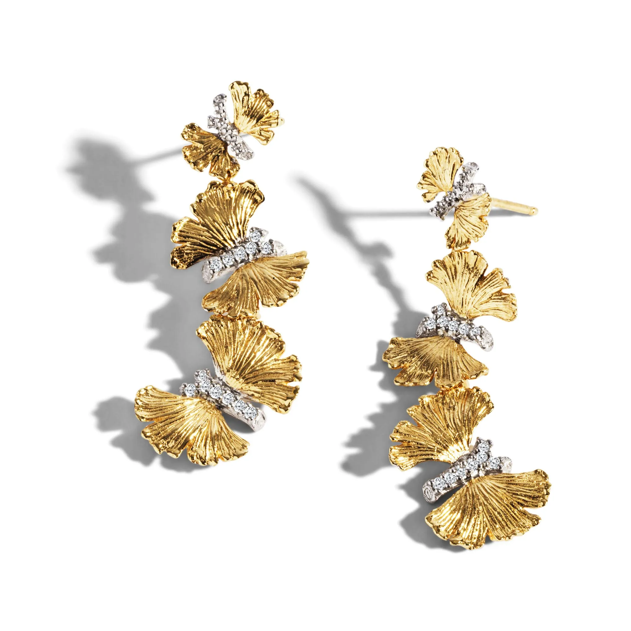 Butterfly Ginkgo Earrings with Diamonds