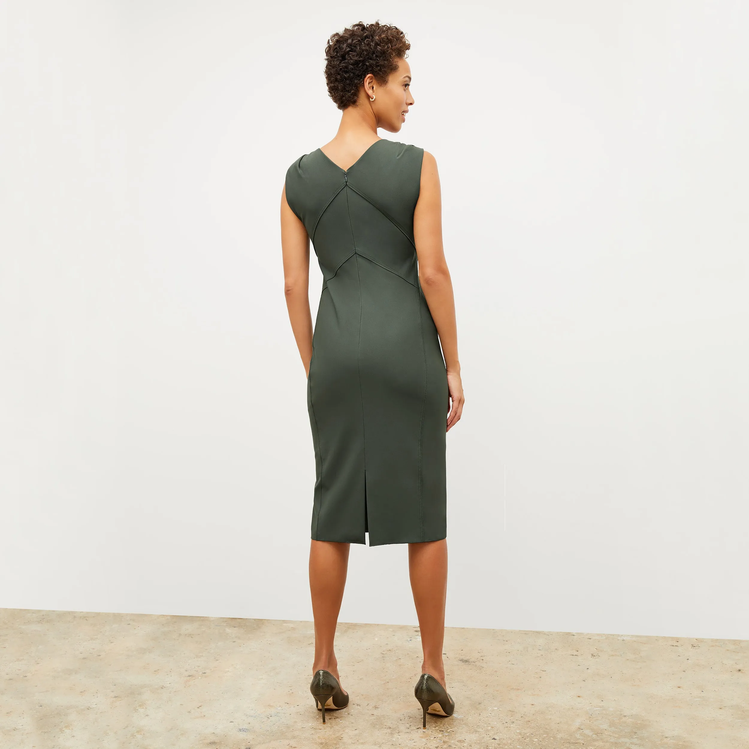 Charlene Dress - Stretch Crepe :: Dark Aloe