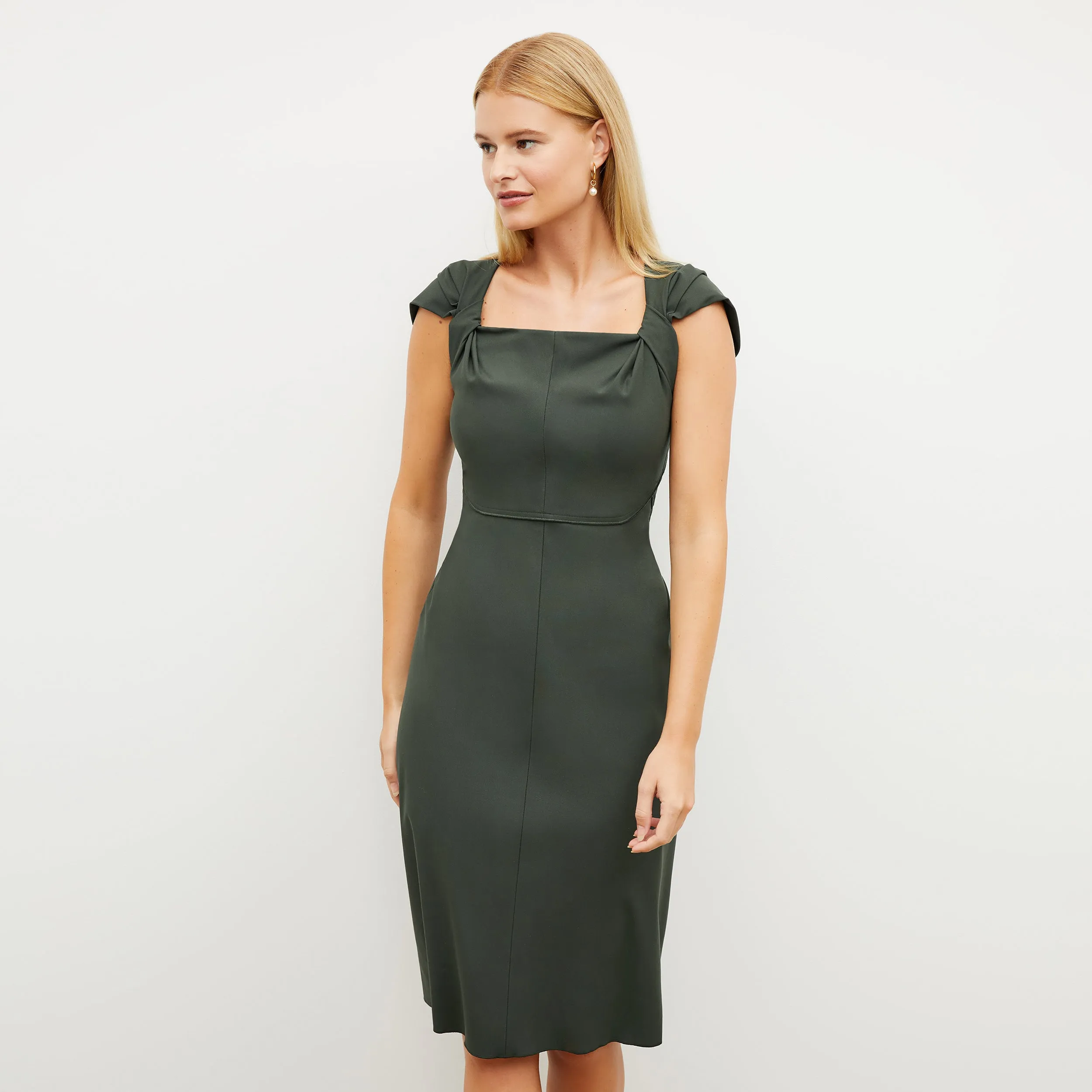 Charlene Dress - Stretch Crepe :: Dark Aloe