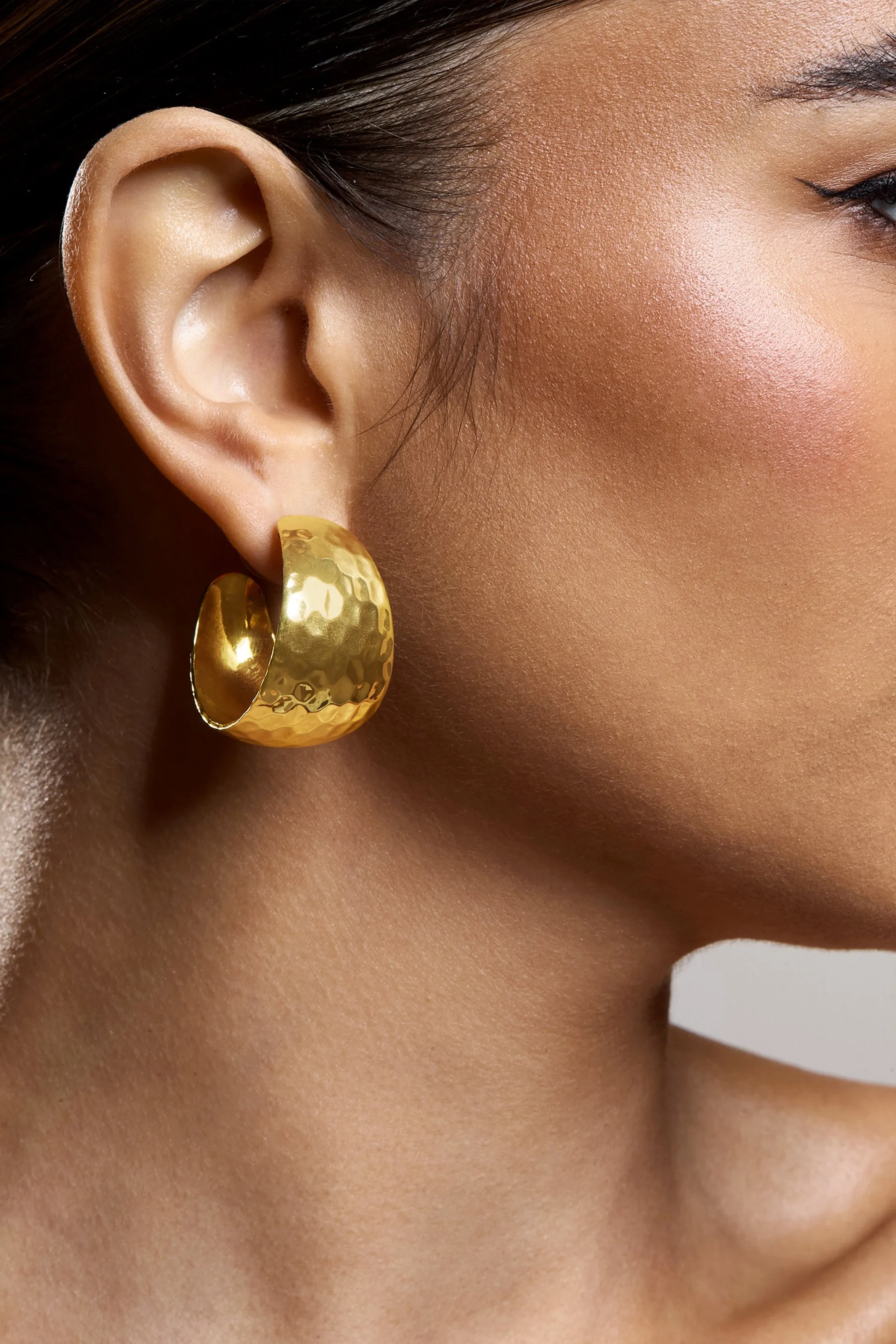 Crush | Gold Hammered Hoop Earrings