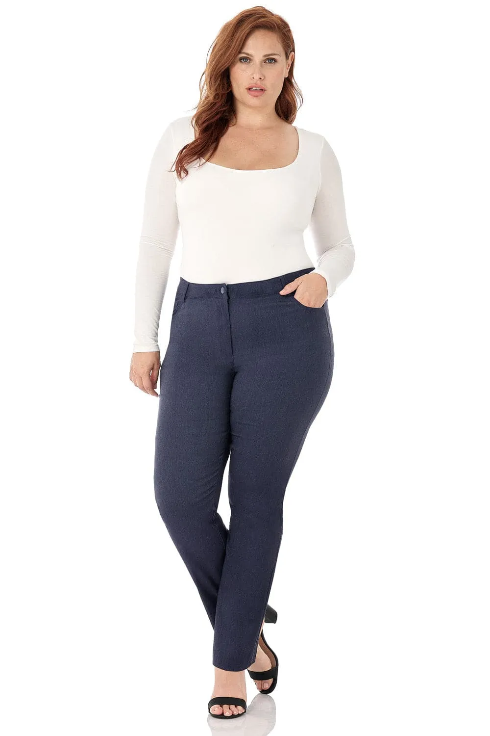 Curvy Tummy Control Pants with 5 Pockets