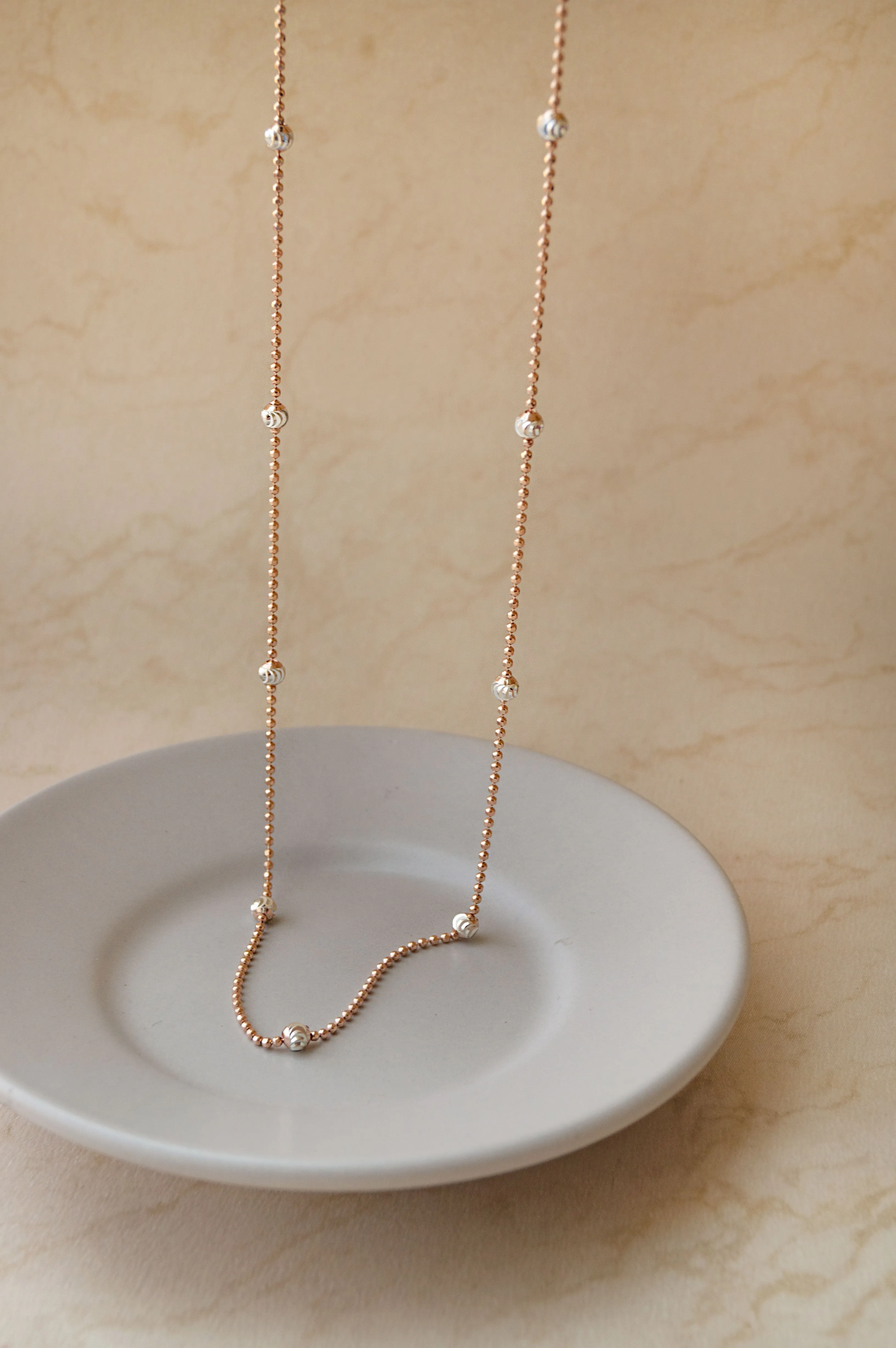 Cutting Edge Balls Rose Gold Plated Sterling Silver Chain