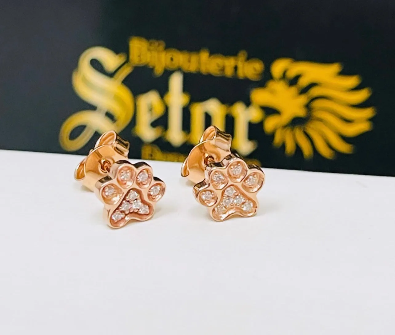 Dog paws diamond  earrings