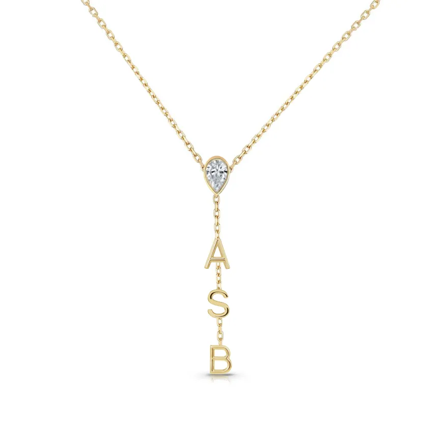 Drop Down Name Necklace (Add Diamonds/Charms)