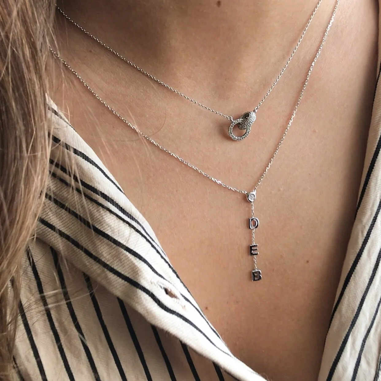 Drop Down Name Necklace (Add Diamonds/Charms)