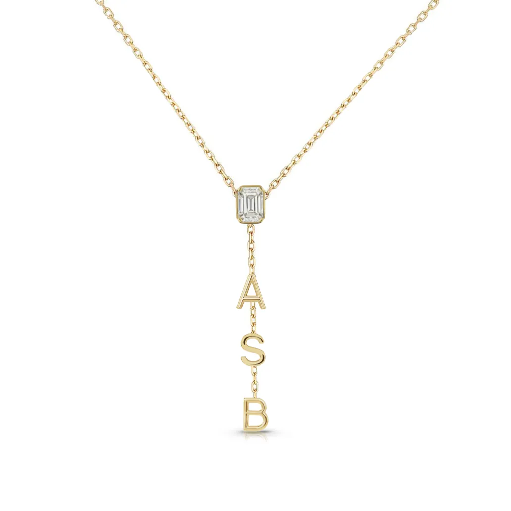 Drop Down Name Necklace (Add Diamonds/Charms)