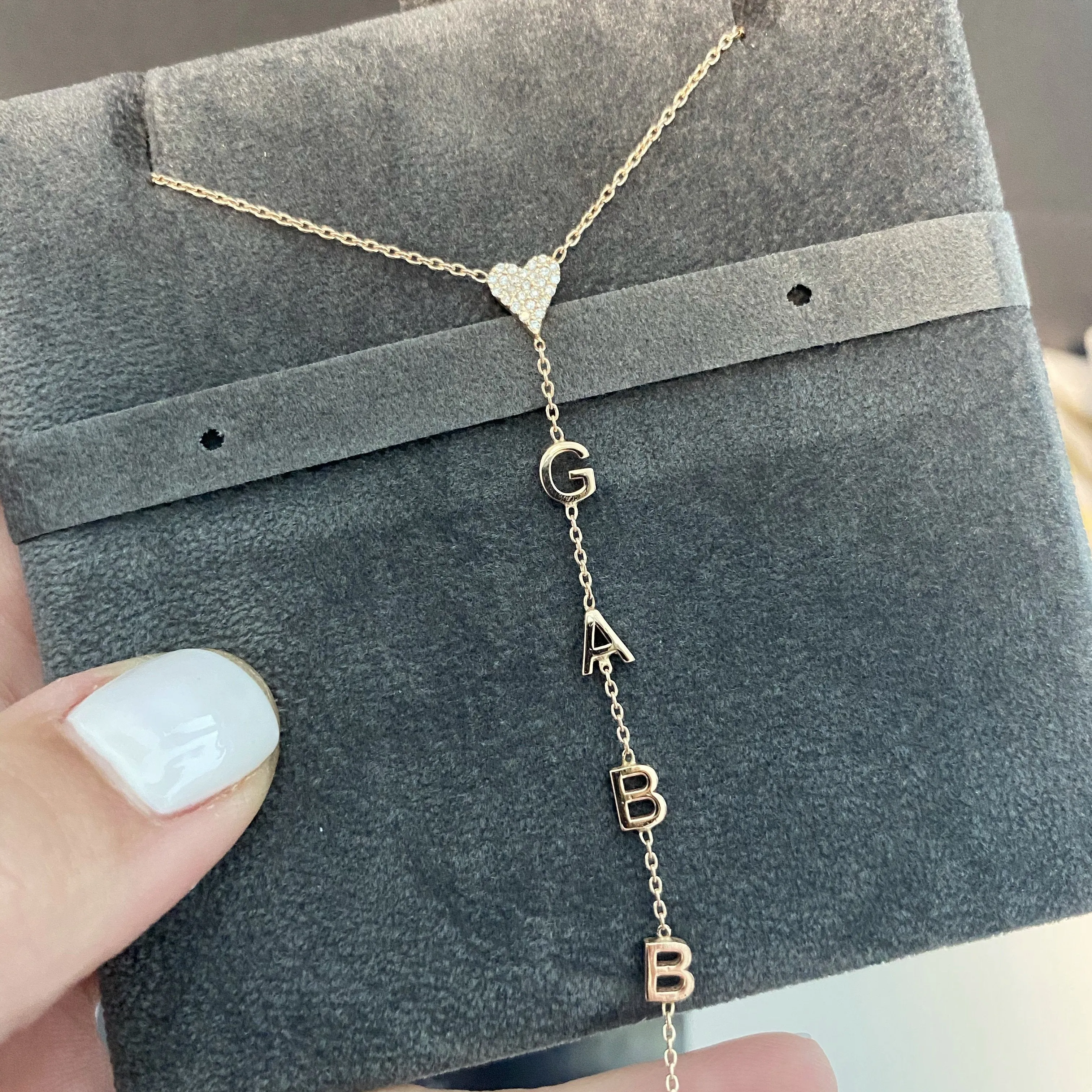 Drop Down Name Necklace (Add Diamonds/Charms)