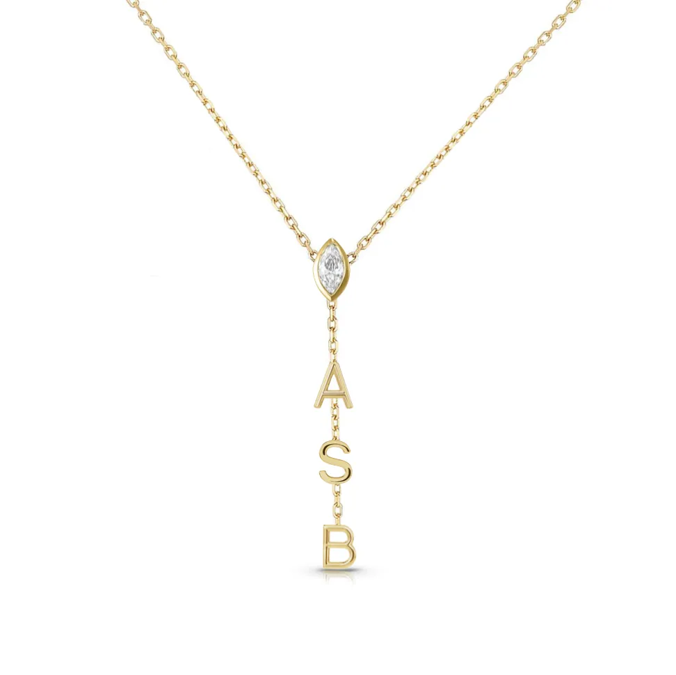 Drop Down Name Necklace (Add Diamonds/Charms)