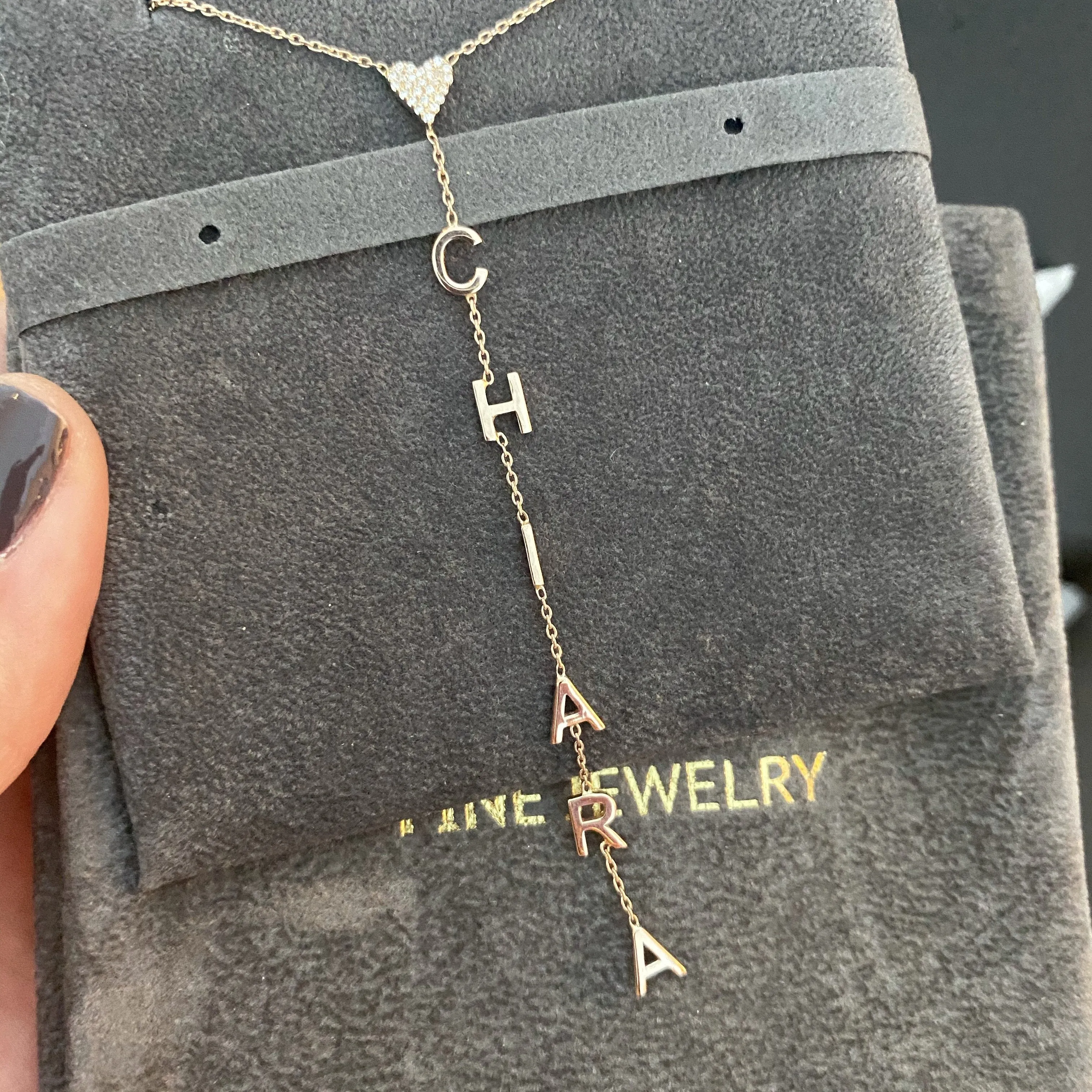 Drop Down Name Necklace (Add Diamonds/Charms)