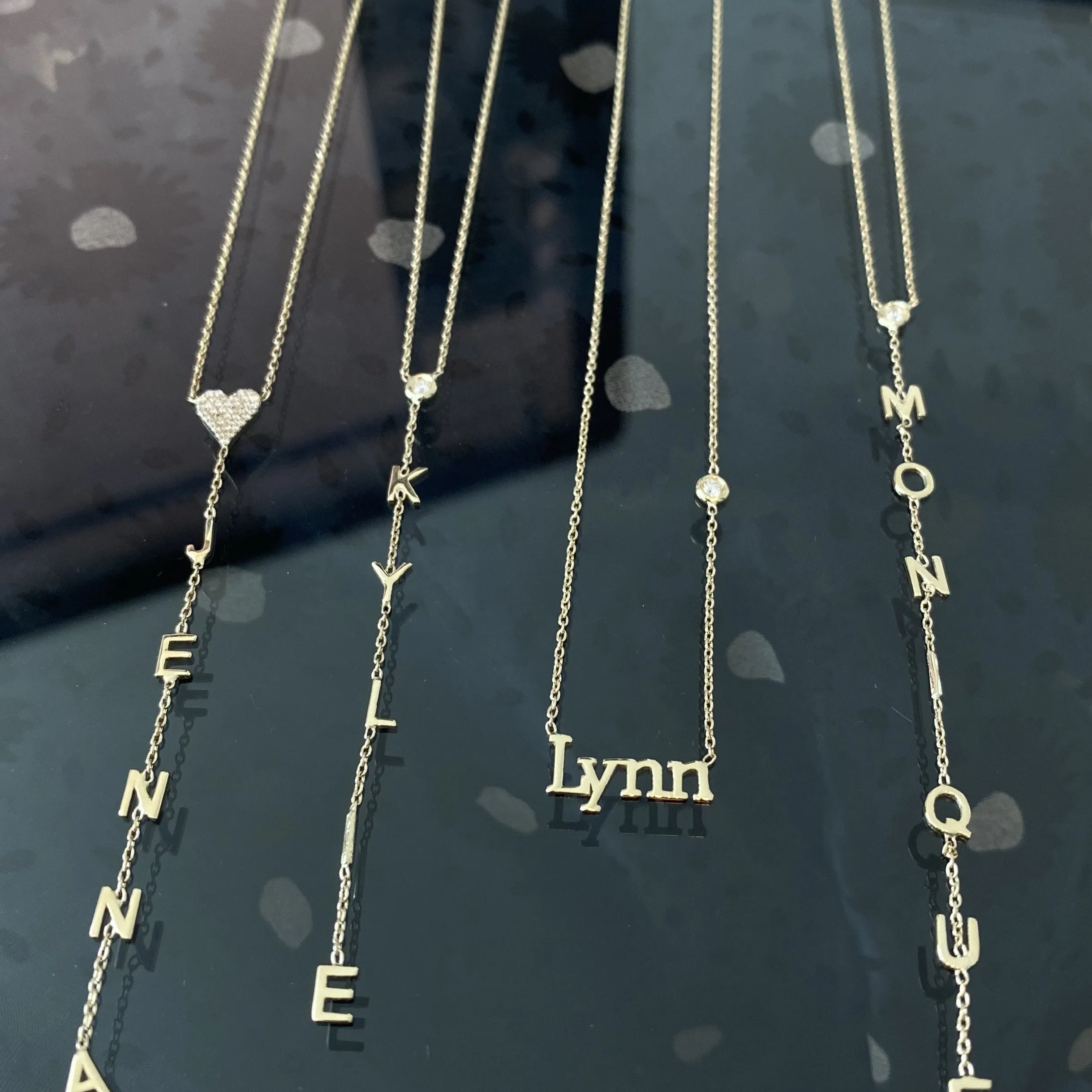 Drop Down Name Necklace (Add Diamonds/Charms)