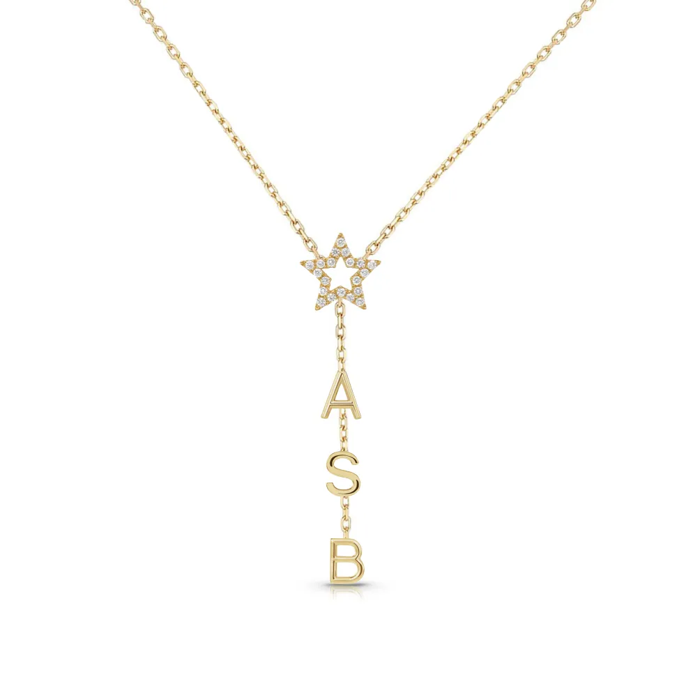 Drop Down Name Necklace (Add Diamonds/Charms)