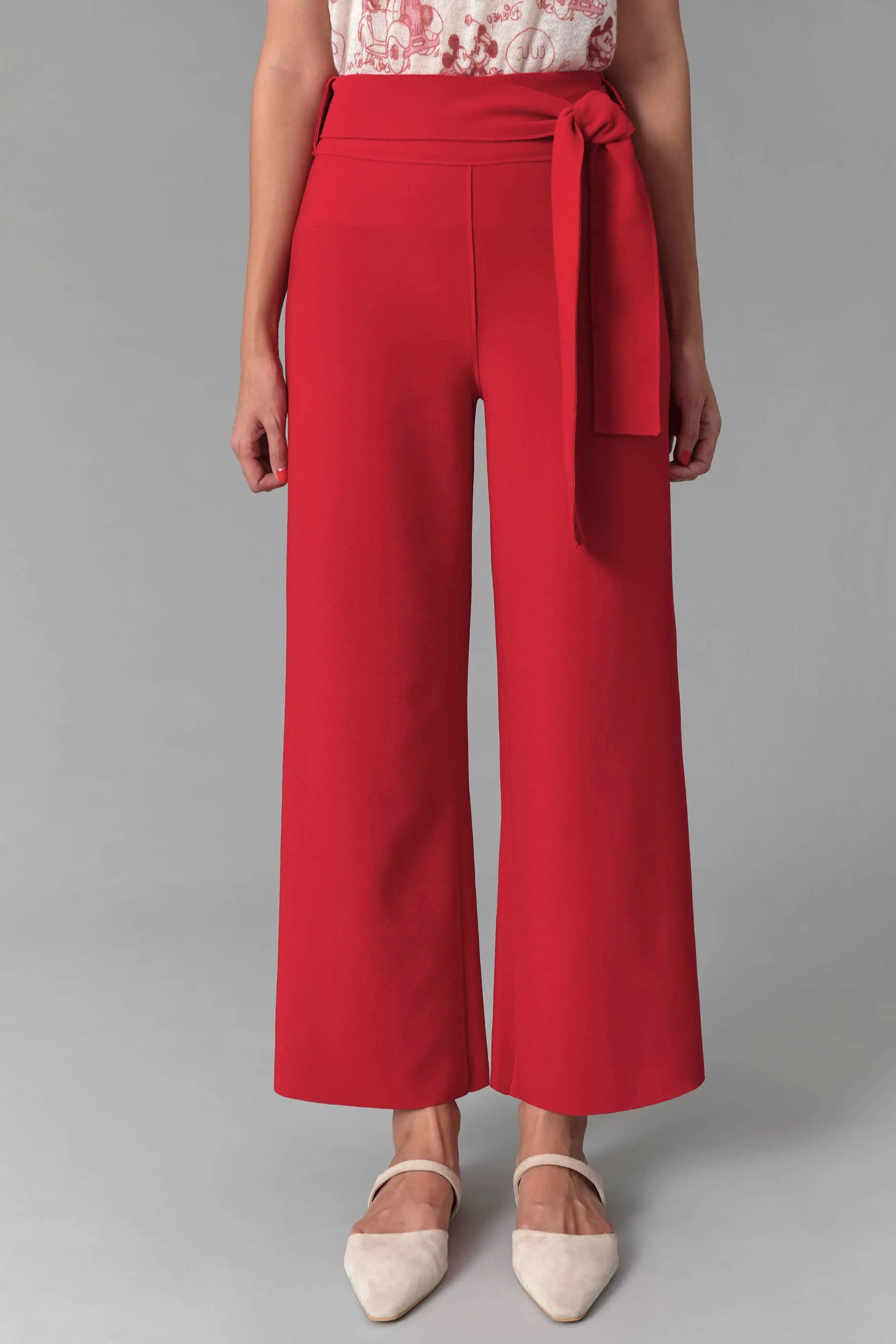 Elise Ribbon Tie Pants, Red