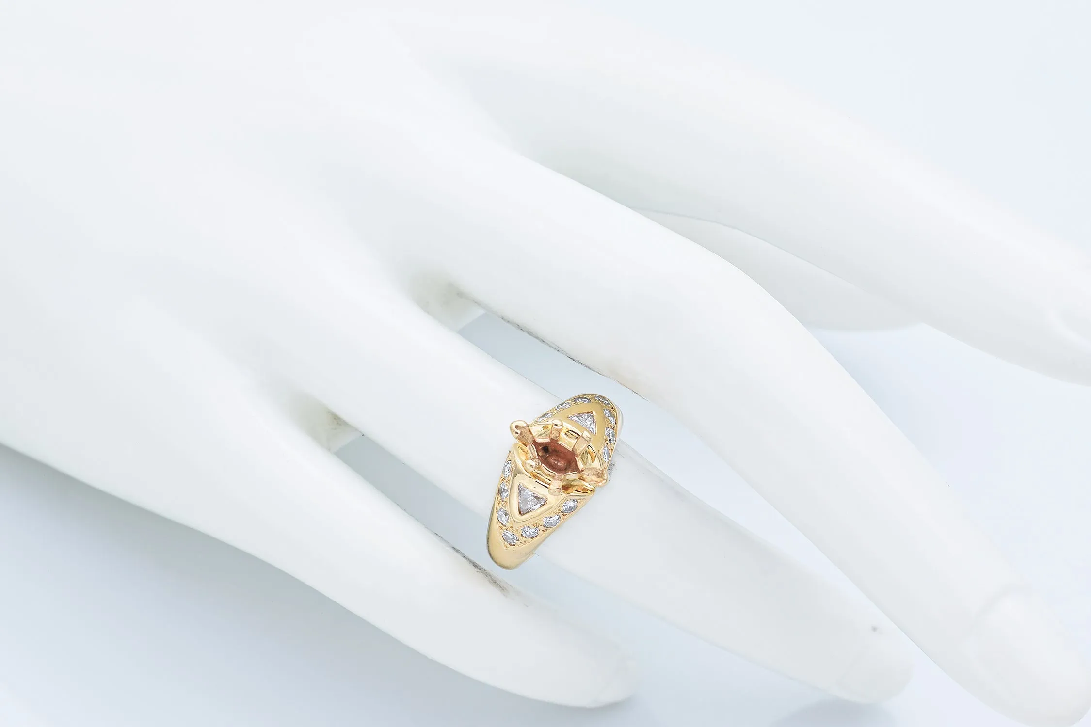 Estate 14K Yellow Gold 0.78 TCW Diamond Marquise Semi-Mount Ring