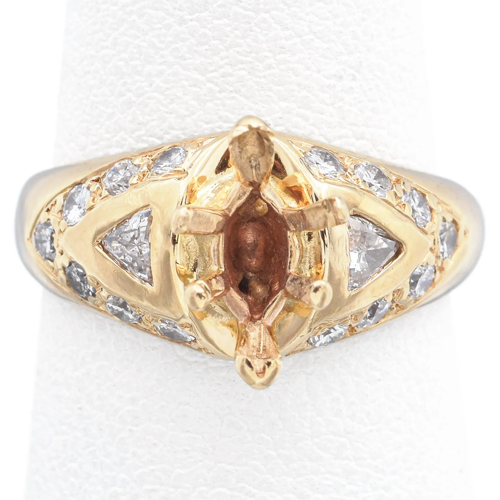 Estate 14K Yellow Gold 0.78 TCW Diamond Marquise Semi-Mount Ring