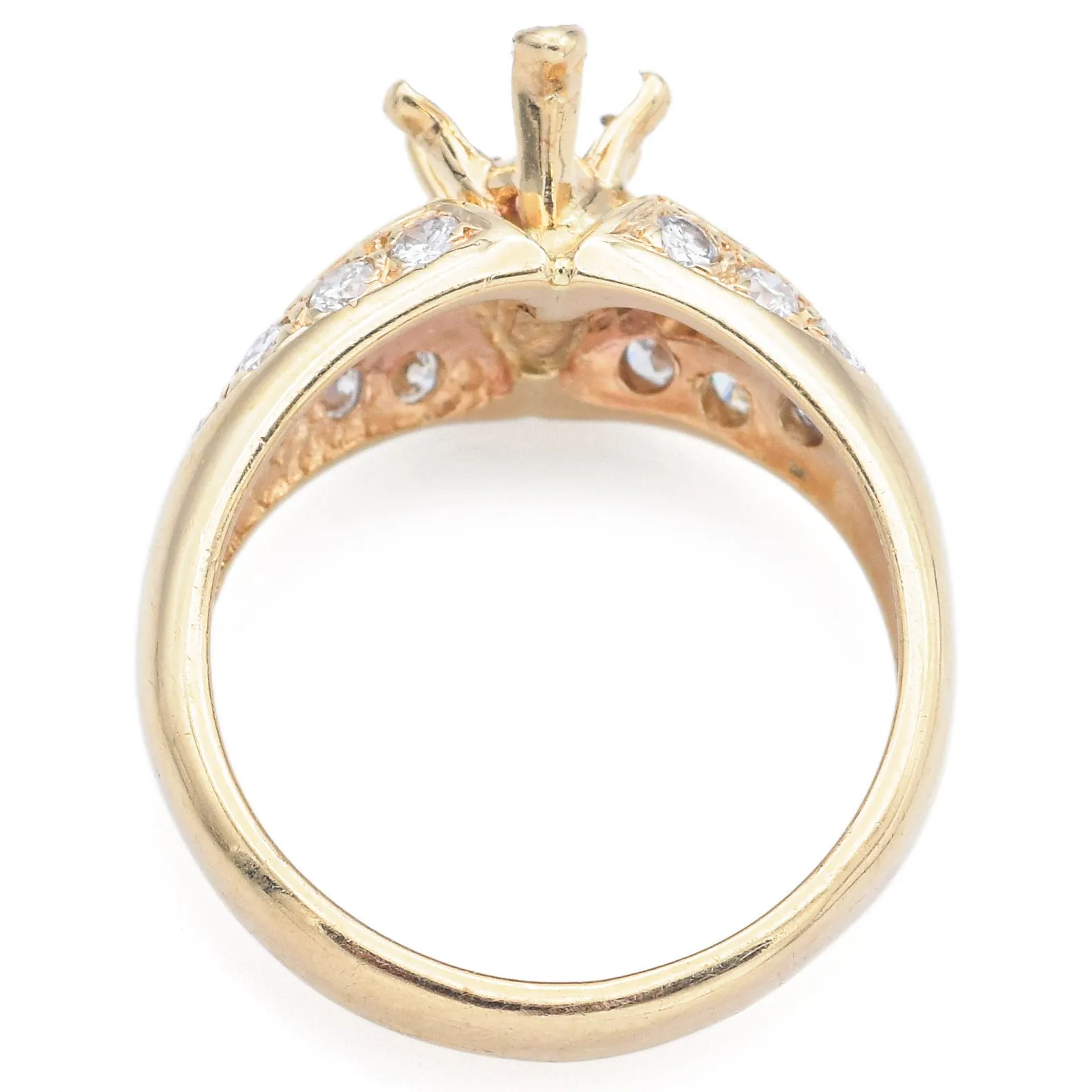 Estate 14K Yellow Gold 0.78 TCW Diamond Marquise Semi-Mount Ring