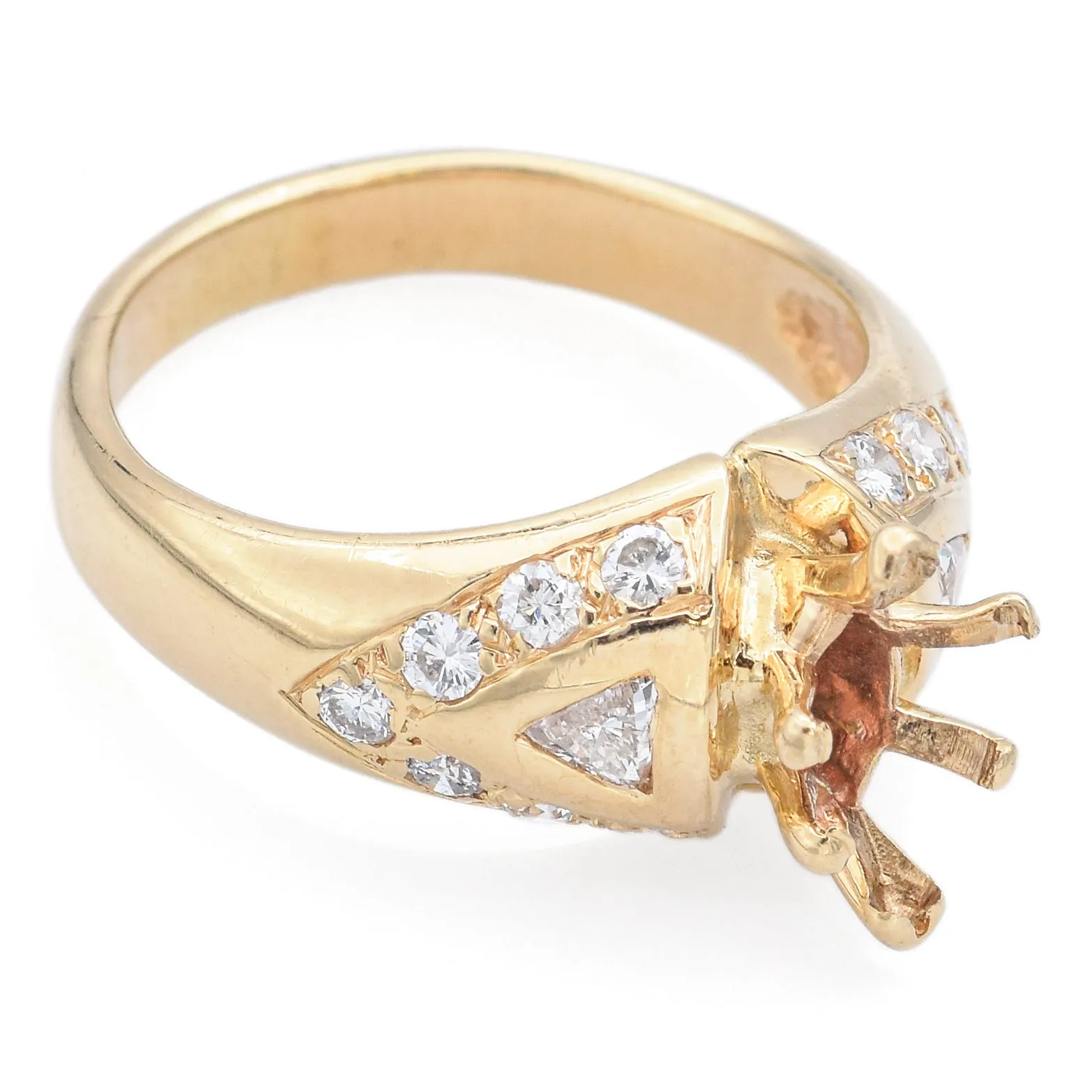 Estate 14K Yellow Gold 0.78 TCW Diamond Marquise Semi-Mount Ring