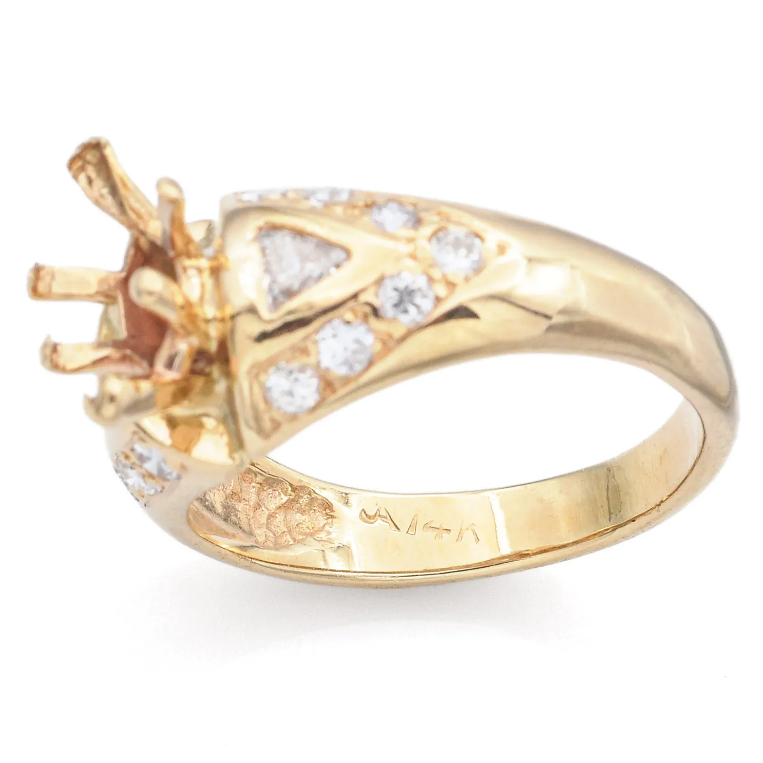 Estate 14K Yellow Gold 0.78 TCW Diamond Marquise Semi-Mount Ring