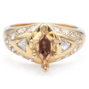 Estate 14K Yellow Gold 0.78 TCW Diamond Marquise Semi-Mount Ring