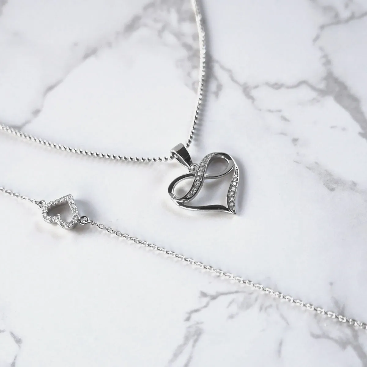 Forever Love CZ Heart and Infinity Pendant