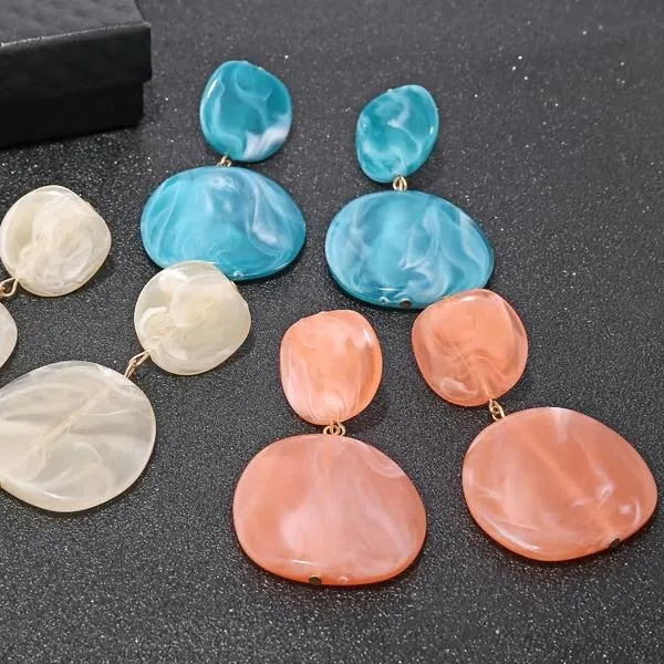 Geometric Shaped Acrylic Candy Color Earring -3 Colors