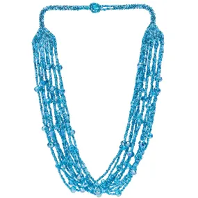 Hand Beaded Necklace - Shimmering Aqua Blue