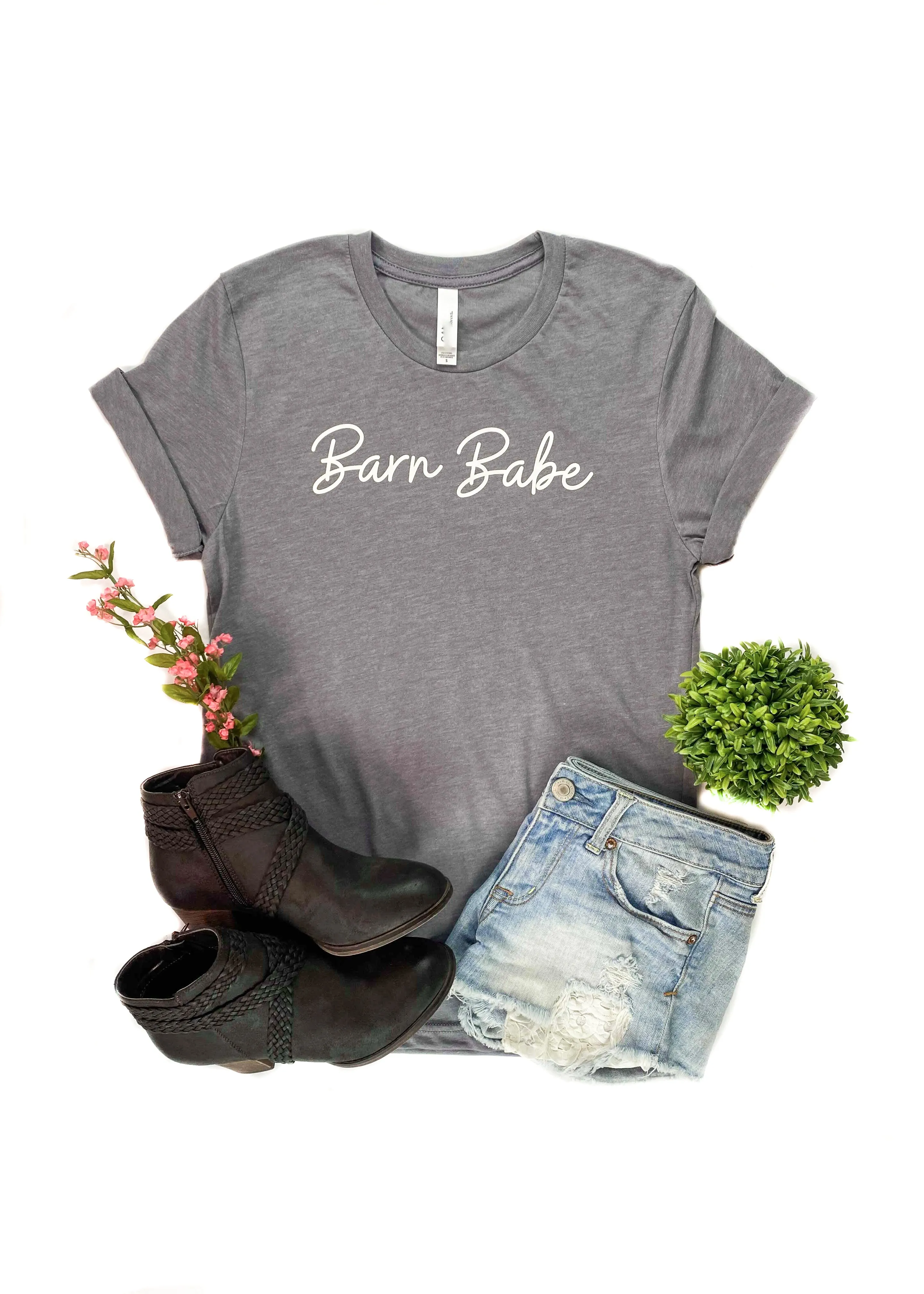 Heather Grey Barn Babe Graphic Short Sleeve Tee