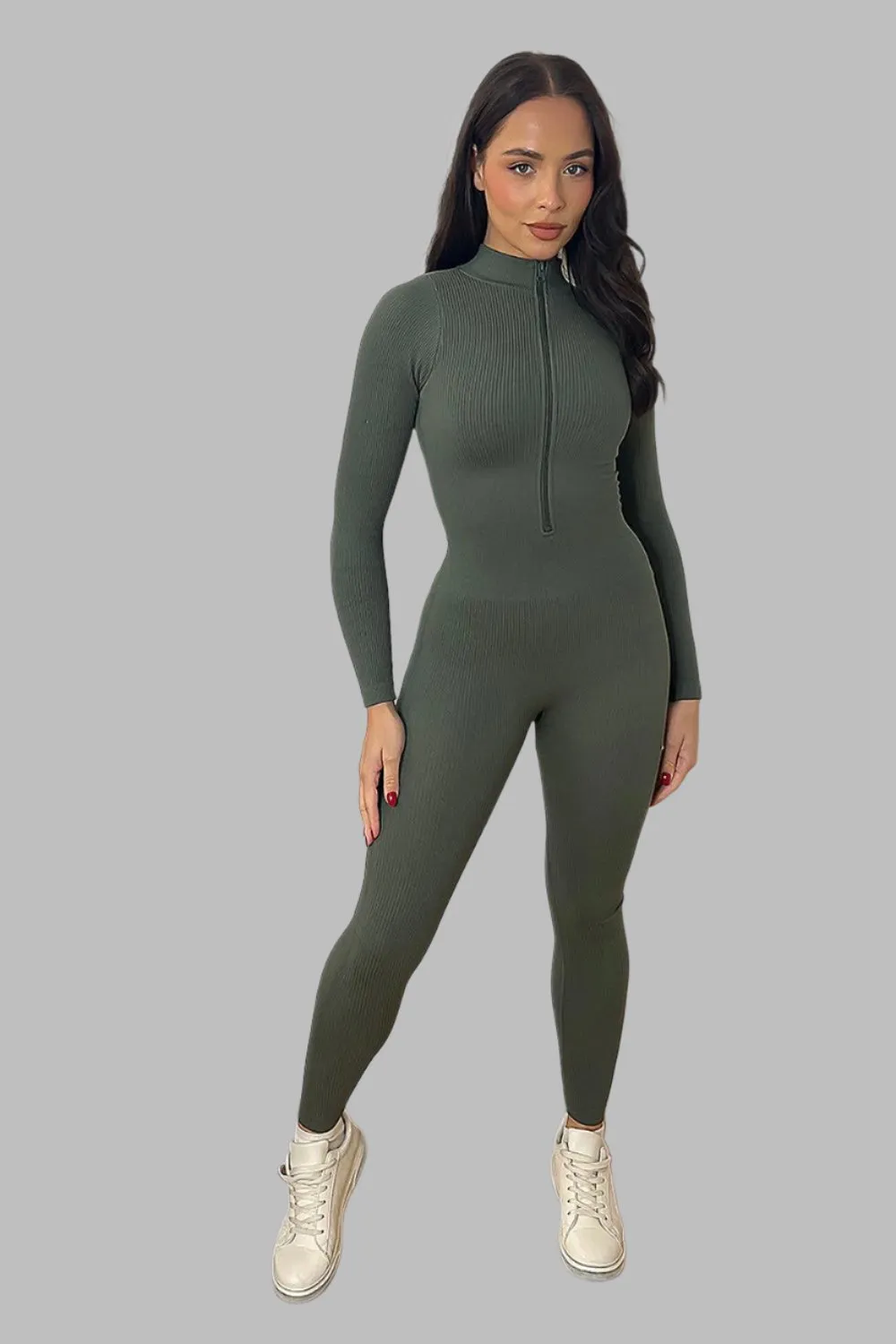 High Neck Zipped Front Sporty Onesie