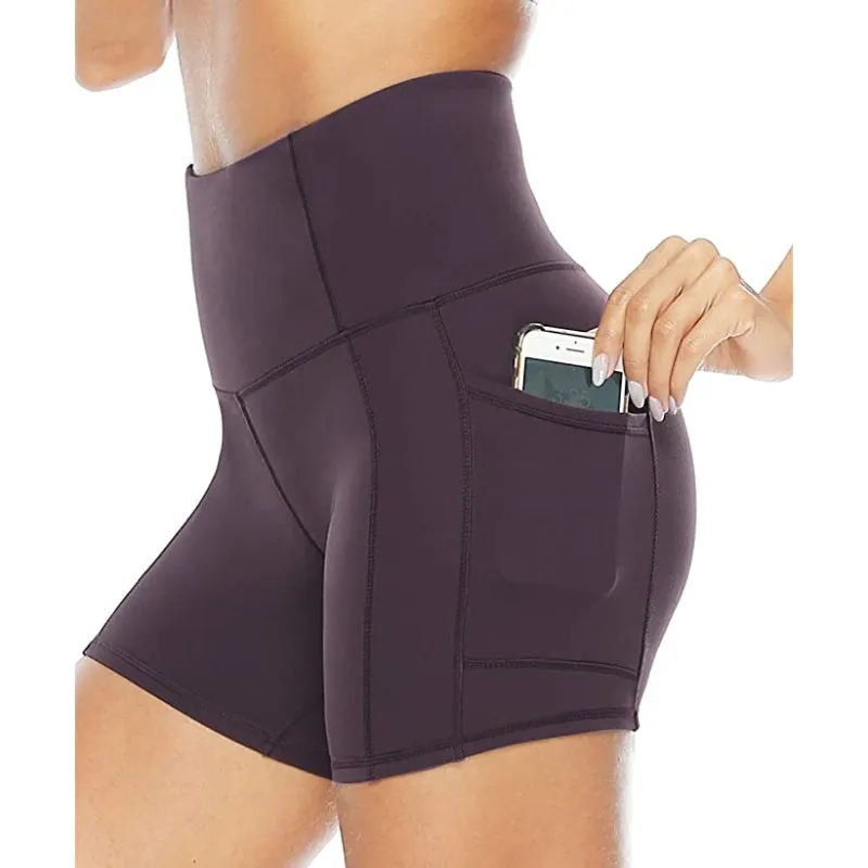 High Waist Side & Inner Pockets Athletic Shorts