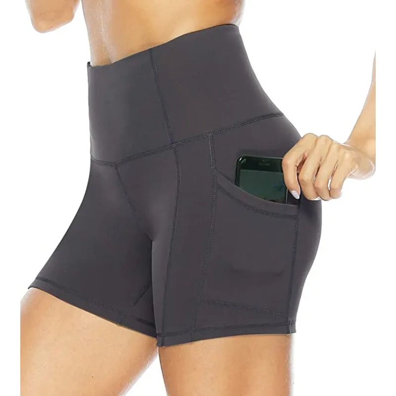 High Waist Side & Inner Pockets Athletic Shorts